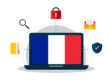 Ordinateur affichant le drapeau français, illustrant la cybersécurité et la souveraineté numérique en France